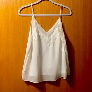 White tank top with lace front